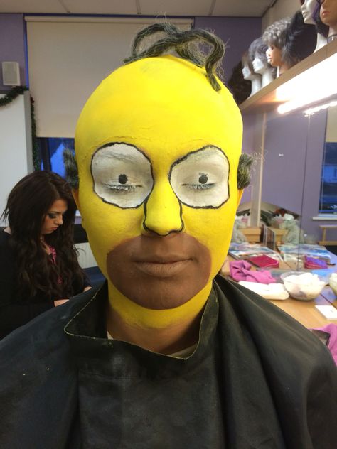 09/12/2015- First bald cap application doing Homer Simpson Homer Simpson Halloween Costume, Bald Costumes Halloween, Bald Cap Costume Ideas, Bald Cap Halloween Costume, Bald Halloween Costumes, Bald Party, Bald Costumes, Goofy Makeup, Bald Cap Costume