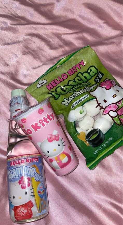 Hello Kitty Snacks, Matcha Jelly, Hello Kitty High, Hello Kitty Food, Sanrio Stuff, Kitty Clothes, Hello Kitty Clothes, Hello Kitty Aesthetic, Cute Snacks