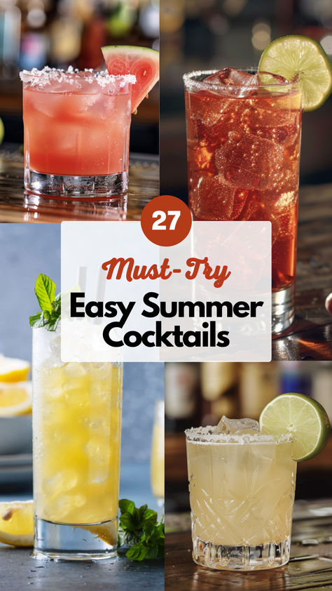 Easy Summer Cocktails Light Summer Cocktail Recipes, Summertime Cocktails Alcohol, Pool Day Cocktails, Simple Summer Drinks Alcohol, August Cocktails, Easy Cocktails To Make At Home, Simple Summer Drinks, Simple Summer Cocktails, Fun Summer Cocktails