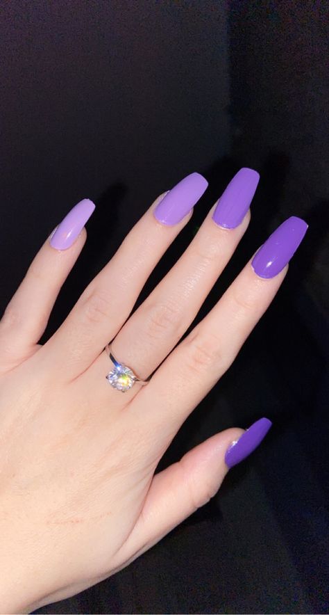 Purple Nail Paint Ideas, 5 Shades Of Purple Nails, Nail Perpul Color, Light And Dark Purple Nails, Purple Ballerina Nails, Different Shades Of Purple Nails, Purple Nail Paint, Different Shade Of Purple Nails, Purple Acrylic Nails Coffin