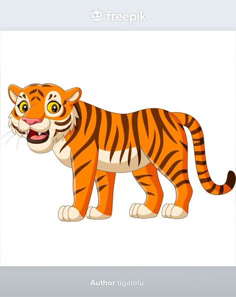 Cartoon tiger isolated on white Premium ... | Premium Vector #Freepik #vector #baby #character #cartoon #animals Safari Scene, Africa Day, Elephant Silhouette, Tiger Drawing, Cartoon Tiger, Tiger Illustration, Cute Tiger, Cute Tigers, Baby Tiger