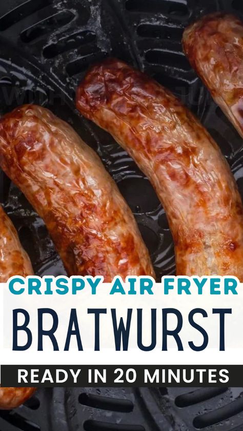 Discover how to make the most delicious Air Fryer Bratwurst in just 15 minutes! This easy recipe guarantees juicy brats with a perfect snap on the outside. Whether you're craving a quick weeknight dinner or a tasty snack, these bratwursts are ideal for serving on a warm bun with your favorite toppings like mustard and sauerkraut. Say goodbye to long cooking times and hello to flavorful meals made easy! Air Fryer Bratwurst, Bratwurst Dinner, Cheap Family Dinners, Brats Recipes, Bratwurst Recipes, Flavorful Meals, Quick Healthy Lunch, Fast Dinners, Superbowl Party Food