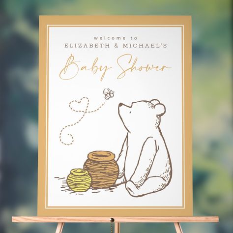 Classic Winnie the Pooh Baby Shower Welcome Sign Winnie The Pooh Sign, Welcome Acrylic Sign, Honey Pots, Winnie The Pooh Baby Shower, Disney Baby Shower, Classic Winnie The Pooh, Pooh Baby, Shower Welcome Sign, Baby Shower Welcome Sign