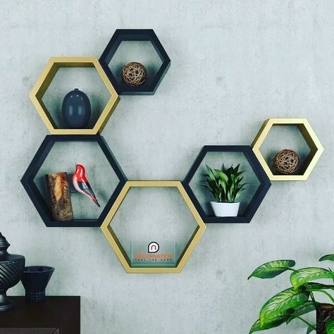 Hexagon Wall Shelf, Hexagon Shelf, Shelves Furniture, Wall Shelves Bedroom, Wood Hexagon, Honeycomb Shelves, Corner Wall Shelves, Modern Wall Shelf, Hexagon Shelves