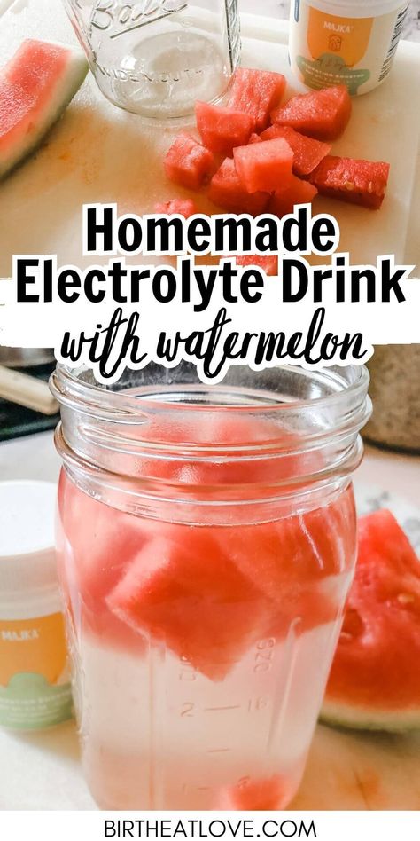 Watermelon Electrolyte Drink, Lmnt Electrolyte Recipe, Recipe With Watermelon, Pregnancy Drinks, Sports Drink Recipe, Electrolyte Drink Recipe, Postpartum Recipes, Homemade Gatorade, Homemade Electrolyte Drink