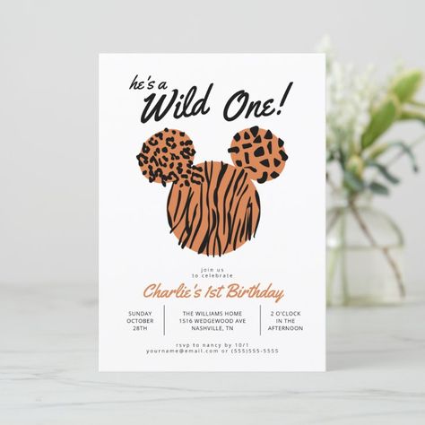 Create your own Invitation | Zazzle Lion King 1st Birthday Invitation, Tiger Birthday Invitations, First Birthday Wild One, Wild One Invitation Zazzle, Wild One 1st Birthday, Mickey Mouse Birthday Invitations, Wild One Birthday Invitations, 32 Birthday, Wild One Birthday