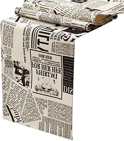 Amazon.com: KEY SPRING Rustic Vintage Newspaper Table Runner (12 X 72 inch, Cotton & Linen ) for Wedding, Bridal Shower, Family Coffee Table, Friends Housewarming Gift, Dining Table Decor, Holiday Party : Home & Kitchen Book Themed Party Decorations, Bookish Birthday, Newspaper Theme, Book Themed Birthday Party, Wedding Dining Table, Club Table, Wedding Dining, Printed Table Runner, Rustic Vintage Wedding