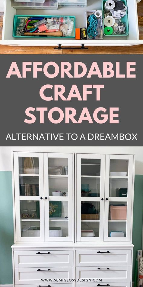 Ikea Craft Storage Hacks, Craft Room Organization Armoire, Dreambox Alternative, Diy Craft Armoire, Diy Dreambox Plans, Ikea Craft Room Hacks, Diy Craft Table With Storage, Craft Organizer Cabinet, Craft Storage Ideas