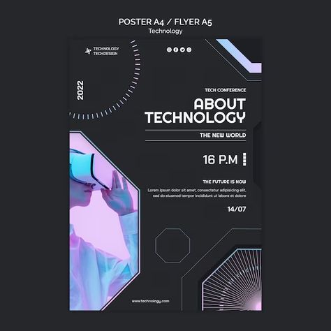 Technology Poster Template - Free Vectors & PSDs to Download Tech Event Poster, Tech Poster Design, Technology Poster, Contest Poster, Technology Template, Magazine Cover Ideas, Invitation Poster, Technology Posters, Poster Template Free