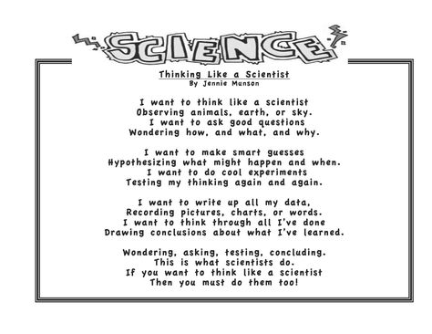 Scientific Process Poem for Elementary Kids Science Poems, Eng Songs, Funny Poems For Kids, Scientific Process, Cool Experiments, Science Week, Stem Ideas, Poetry Journal, Childrens Poetry