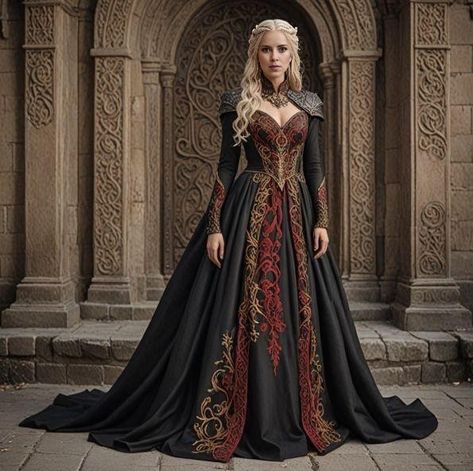 Game Of Thrones Dress Gowns Daenerys Targaryen, Game Of Thrones Aesthetic Outfits, House Of Dragon Dresses, Dragon Queen Dress, House Of Dragon Outfits, Game Of Thrones Dress Gowns, Targaryen Inspired Dress, Targaryen Outfit Dresses, House Of The Dragon Outfit Ideas