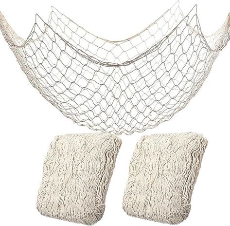 Amazon.com: 2 Pack Fish Net Decorations for Party,Natural Cotton Hawaiian Party Fishing Net Decorative, Nautical Themed Cotton Fishnet Pirate Party Decor : Home & Kitchen Fishing Net Wall Decor, Undersea Party, Fish Net Decor, Mermaid Boy, Decorations For Party, Fishing Party, Summer Swimming, Fish Ornaments, Nautical Party