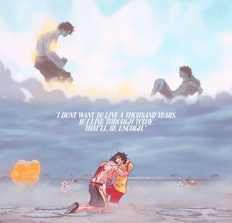 Luffy and Ace One Piece Ace Quotes, One Piece Quotes Aesthetic, Monkey D Luffy Quotes, Ace Quote, One Piece Quotes, One Piece English, Luffy Ace, One Piece Gif, Ace And Luffy