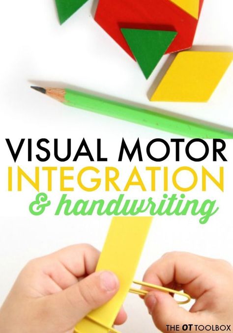 These hands-on activities are a fun way for kids to work on visual motor integration that is needed for common handwriting problems. Visual Motor Activities, Visual Perceptual Activities, Teaching Handwriting, Visual Processing, Handwriting Activities, Occupational Therapy Activities, Handwriting Analysis, Improve Your Handwriting, Improve Handwriting