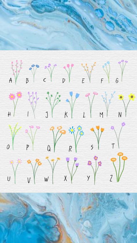 Floral Alphabet Letters Flower, Flower Alphabet, Cute Easy Drawings, Simple Flowers, Lettering Alphabet, Easy Drawings, Alphabet, Doodles, Tattoos