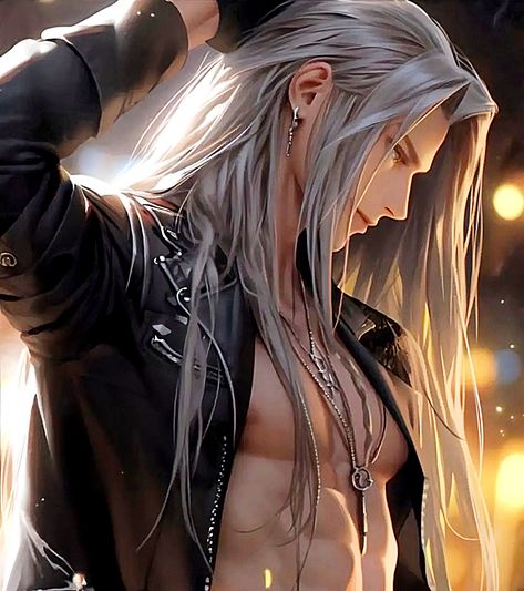 Sephiroth Hot Art, Mermaid Human Form, Cool Character Design Male, Dragonoid Human Male, Sephiroth Art, Worst Day Of My Life, Dragon Shifter, Caring Person, Final Fantasy Sephiroth