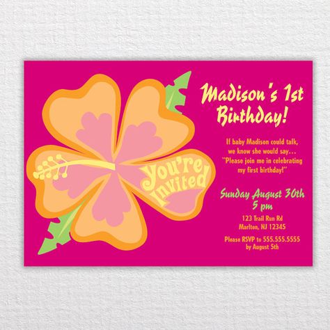 Custom Hawaiian Birthday Party Invitation - PDF Printable Hawaiian Luau Birthday Party, Luau Birthday Party Invitations, Digger Birthday, Birthday Luau, Rapunzel Birthday Party, Luau Birthday Party, Hawaiian Birthday Party, Hawaiian Birthday, Luau Birthday