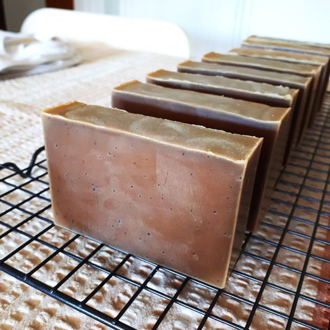 How to make Cold Process Coffee Soap - A Luxurious Recipe! Cold Press Soap Recipes For Men, Coffee Cold Process Soap, Coffee Soap Recipe Cold Process, Cold Press Soap Recipes, Lye Soap Recipe, Coffee Soap Recipe, Cold Press Coffee, Cafe Designs, Potions Recipes