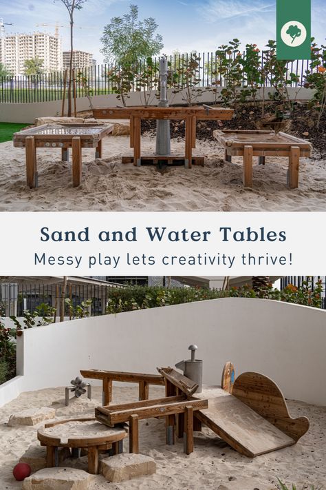 Our sand and water tables make great workspaces for children to get messy! We purposefully make these products abstract in what children can achieve with them in order to encourage creativity and imagination when playing. It is up to them what they do with the equipment, whether that is drawing, making towers, funnelling water away, creating dams etc. There are unlimited options! Playground Sand, Wood Playground, City Playground, Backyard Water Parks, Playgrounds Architecture, Water Catchment, Spray Park, Outdoor Learning Spaces, Vista House