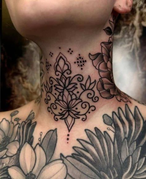 25 Fierce Front-Neck Tattoos That Will Blow Your Mind Chest Neck Tattoo, Flower Neck Tattoo, Neck Tattoos For Women, Front Neck Tattoo, Butterfly Neck Tattoo, Full Neck Tattoos, Tiny Bird Tattoos, Best Neck Tattoos, Side Neck Tattoo