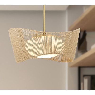 This 1-light pendant features a dynamic silhouette that makes a glam statement over kitchen islands and dining tables. The fixture is crafted from metal and holds a single bulb in place, sold separately and tempered by an opal glass globe shade. Surrounding all of this is an eye-catching outer shade that's lined with beige-tinted rope for a bit of natural style. This pendant light hangs with the help of a height-adjustable rod - and it's rated for damp locations, so it's safe to use in high-mois Charleston Homes, Single Pendant Lighting, Light Copper, Kitchen Pendant Lighting, Kitchen Islands, Curtain Designs, Statement Pendant, Dining Room Lighting, Brass Pendant