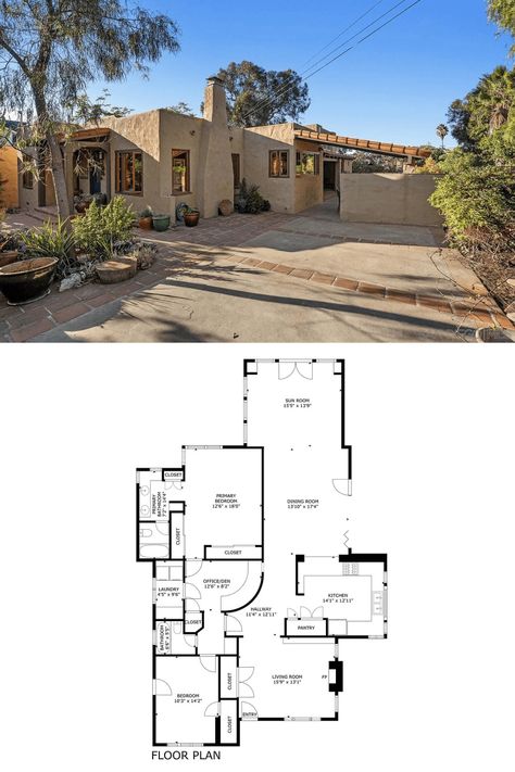 Adobe House Plans With Courtyard, New Mexico House Plans, Pueblo Style Homes Floor Plans, Hacienda Style Homes House Plans, Arizona Style Homes, Pueblo Style Homes, Desert House Plans, Terrace Floor Plan, Mexican Hacienda Floor Plans