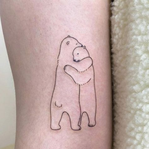 101 Best Minimalist Bear Tattoo Ideas That Will Blow Your Mind! 10 Outsons Bears Hugging Tattoo, Hug Tattoo, Grizzly Bear Tattoos, Polar Bear Tattoo, Winnie The Pooh Tattoos, Beer Tattoos, Black Line Tattoo, Bear Tattoo Designs, Geometric Bear