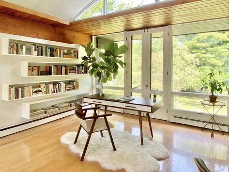 Before & After: A Revived Midcentury in Wisconsin With Barrel-Vaulted Ceilings Asks $550K - Dwell Mid Century Office, Dwell Magazine, Mid Century Kitchen, Vaulted Ceilings, Work Place, Vaulted Ceiling, Modern Homes, Kitchen Room, Creative Inspiration