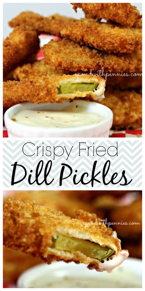 Crispy Fried Dill Pickles Fried Dill Pickles, Fingerfood Party, Dill Pickles, Fried Pickles, Buffalo Wings, Fried Food, Finger Food, Meatloaf, I Love Food