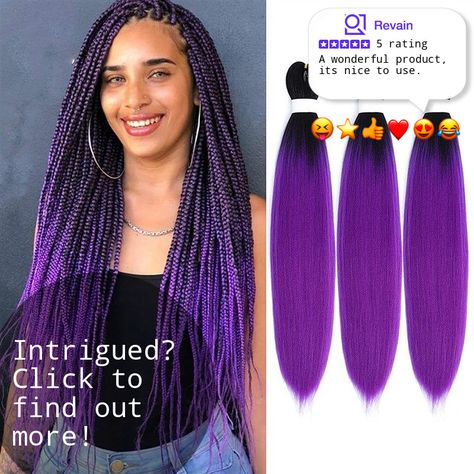 Purple Stretched Braiding Hair Packs | 3 User Reviews Hair Packs, Colored Hairstyles, Ombre Purple, Big Braids, Natural Braids, Twist Braid, Hair Pack, Senegalese Twist, Box Braid