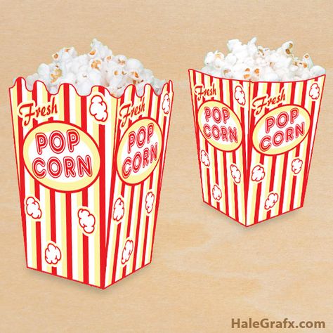 Popcorn Box Printable, Popcorn Box Template, Popcorn Labels, Pretend Play Printables, Dramatic Play Printables, Box Template Printable, Free Popcorn, Box Printable, Carnival Birthday Party Theme