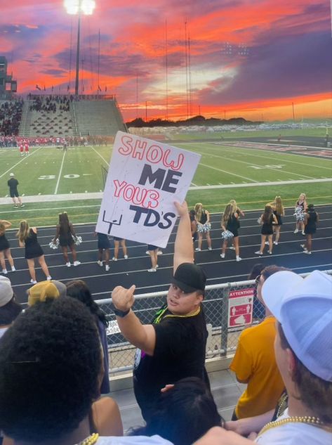 Football Season Signs, Hawaiian Football Theme Posters, Sports Signs For Games, Pink Out Football Game Signs, Football Game Signs Student Section, Funny Football Signs, Signs For Football Games, Funny Football Posters, Playoff Football Signs