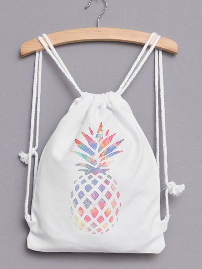 Search backpacks | SHEIN Canvas Backpack Women, Go Bags, String Bag, Pineapple Print, Boho Patterns, Canvas Backpack, Canvas Patterns, Large Bag, Diy Bag