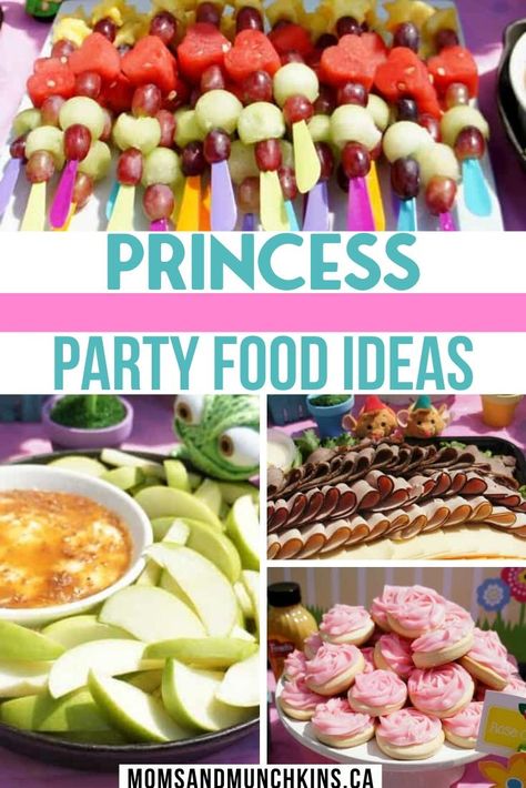 Planning a themed menu for a party doesn’t need to be overly complicated or time consuming. Check out these cute Princess Party Food ideas! We make planning your next adorable birthday party easy and fun! We love bringing you great ideas that help you have fun and save money. Be sure to check out all our party planning ideas on Momsandmunchkins.ca! Party ideas. Party Food Ideas. Princess Party Food Ideas. Princess Party Sandwiches, Princess Appetizers, Princess Birthday Party Appetizers, Disney Princess Party Ideas Food, Princess Theme Birthday Food, Food Ideas 1st Birthday Party, Once Upon A Time Birthday Food, Princess Fruit Wands, Princess Party Appetizers