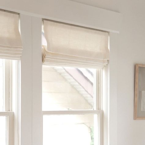 Shades Living Room Window, Morning Room Window Treatments, Modern Home Window Treatments, Scandinavian Window Blinds, Minimalist Window Coverings, Window Treatments Roman Shades, White Window Shades, Roman Shades White Walls, Bathroom Shades Window