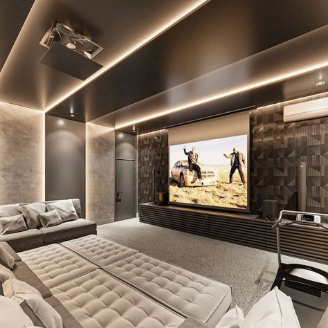 Cinema em casa: 5 dicas e projetos para estourar a pipoca Home Theater Ideas Luxury, Cinema Room Design, Home Theater Room Design, Theater Room Design, Luxury Houses Mansions, Home Cinema Room, Modern Home Interior Design, Master Room, Home Theater Rooms