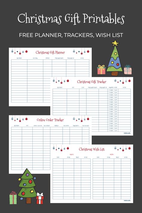 Christmas Gift Printables - Free Planner, Trackers, Wish List Christmas Gift Printables, Christmas Wishlist Template, Christmas Gift Tracker, Wishlist Printable, Wishlist Template, Christmas Gift Planner, Gift Tracker, Chirstmas Gift, Free Christmas Gifts