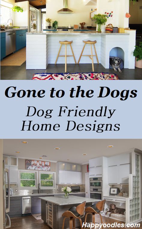 As more and more people choose to share their homes with their fury best friend interior design experts show us that they are up to the challenge of designing homes that are dog friendly.   Check out these innovative custom kitchen designs that give dogs a place of their own without taking up much space.  (#DogFriendlyHomeDesign, #HomeDesginsforDogs #KitchenDesignswithDogsinMind) Dog Interior Design, Dog Pampering, Indoor Dog Room, Pet Friendly Living Room, Pet Friendly Flooring, Dog Room Ideas, Dog Spaces, Dog Home Decor, Custom Kitchens Design