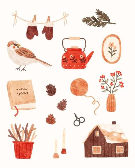 Warm Fall Aesthetic, Vintage Bujo, Hygge Illustration, Cozy Illustration, Tea Club, Autumn Illustration, Stickers Kawaii, Warm Sweater, Youtube Link