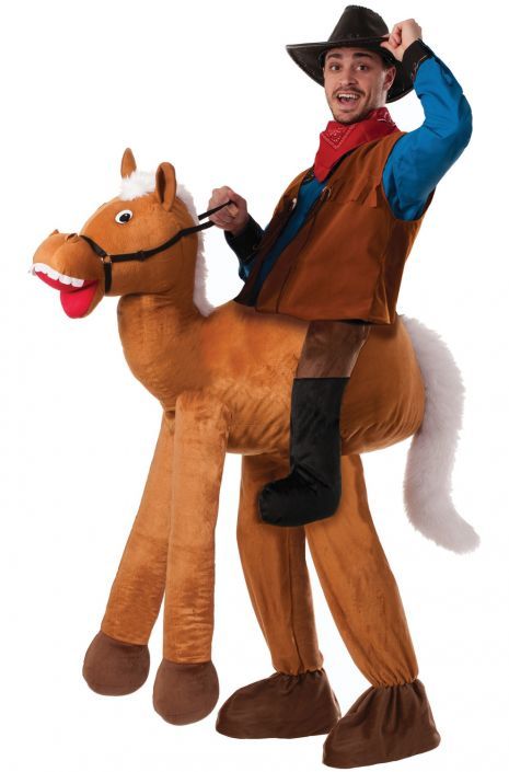 Ride-A-Horse Adult Costume Ide Halloween, Horse Costume Ideas, Cowgirl Halloween Costumes, Pirate Makeup, Halloween Hombre, Easy College Halloween Costumes, Masks Kids, Horse Costume, College Couples