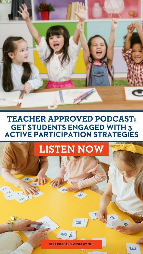 In this episode of the Teacher Approved podcast, we share ways to increase student engagement with active participation strategies. Each type of engagement has ways to increase active participation in the classroom from students. Learn how to increase student to teacher engagement, increase student to content engagement, and improve student to student engagement. By focusing on the 3 types of engagement, you will have an increase in active participation in the classroom with your students. Teacher Engagement, Elementary Classroom Management, Management Desk, Early Childhood Education Resources, Classroom Engagement, Classroom Management Elementary, Effective Classroom Management, Fluency Passages, Elementary Learning