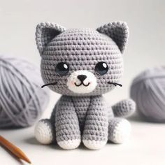 Crochet Kitten Amigurumi Free Pattern Cat Crochet Pattern Free, Starfish Crochet, Kat Haken, Knitted Mittens Pattern, Crochet Dog Patterns, Crochet Cat Pattern, 2024 Ideas, Cat Amigurumi, Cute Decor