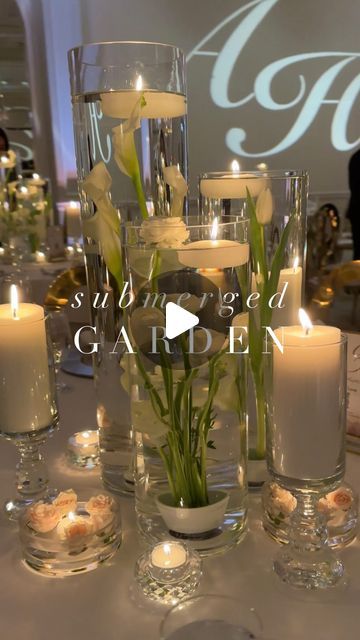 Sarah Khan on Instagram: "A stunning submerged garden adorned by candle light. We used white tulips, ranunculus, calla Lillie’s and blue spray roses to being together all the colors the Hiba and Anant requested for their golden evening reception at the @fairmontwashington" Tulip Table Decor, Tulip Centerpiece, Center Table Decor, Sarah Khan, Evening Reception, Tulip Wedding, Tulips Arrangement, Being Together, Rose Centerpieces