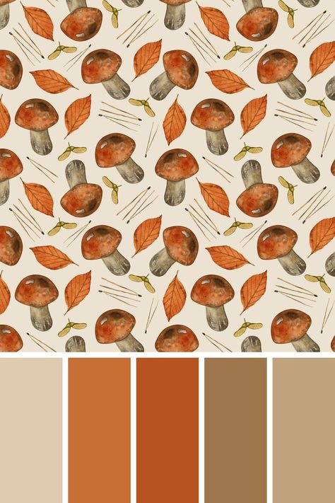 Goblincore Colour Palette, Mushroom Color Pallete, Mushroom Colors, Mushroom Palette, Mushroom Colour Palette, Mushroom Pallete, Mushroom Color Palette, Mushroom Core, Mushroom Seamless Pattern