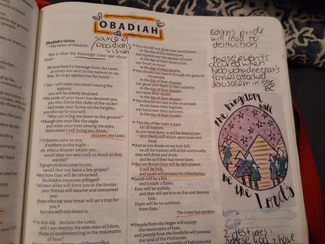 Obadiah Bible Journaling, Bible Journaling Notes, Bible Studying, Bible Drawing, Prayer Journals, Journal Notes, Study Notebook, Bible Doodling, Bible Journal Notes