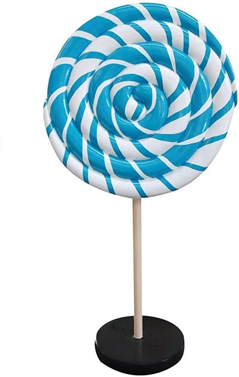 LM Treasures Lollipop Round Twirl Blue Small Over Sized Display Resin Prop Decor Statue Large Lollipops, Sweet Treats Party, Candy Land, Giant Candy, Life Size Statues, Whimsical Home, Easy Christmas Crafts, Movie Props, Crafts For Teens