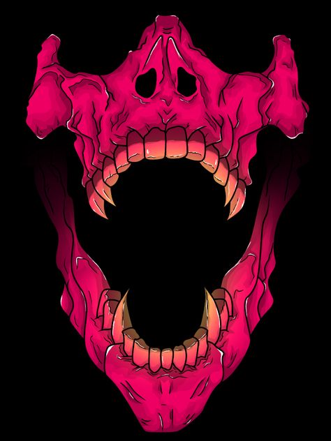 #vampire #skull #wallpaper Vampire Skull Art, Vampire Skull Drawing, Pink Skull Wallpaper, Vampire Skull, Vampire Teeth, Skull Sticker, Pink Skull, Skull Drawing, Skull Wallpaper