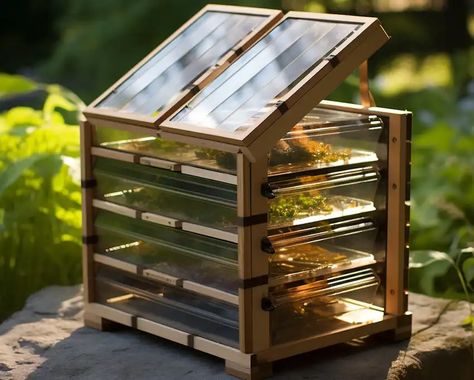 Harnessing the Sun: Building a Solar Food Dehydrator from Scratch Outdoor Dehydrator Diy Solar, Sun Dehydrator Diy, Solar Dehydrator Plans, Solar Dehydrator Diy, Sun Dehydrator, Earth Steps, Diy Dehydrator, Solar Food Dehydrator, Greenhouse Business