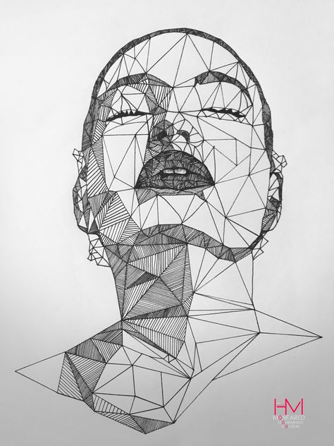 #rapid #drawing #women Geometric Portrait Drawing, Geometric Woman Drawing, Cute Rapid Art, Rapid Art Idea, Drawing With Rapid, Rapid Art Drawing, Pencil Drawings Easy Sketches, Art Rapid, Rapid Drawing