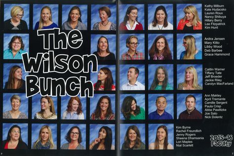 Brady Bunch themed Faculty pages in your Yearbook is a Fun idea!!  #school #yearbook #yearbookideas #faculty #facultyportraits #bradybunch #theme #funny #pages #creative #teachers #staff Yearbook Design Aesthetic, Staff Yearbook Page Ideas, Decades Yearbook Theme, Middle School Yearbook Ideas, Friend Yearbook, Yearbook Staff Page Ideas, Yearbook Ideas Pages, Staff Yearbook Page Ideas Layout, Yearbook Photo Ideas